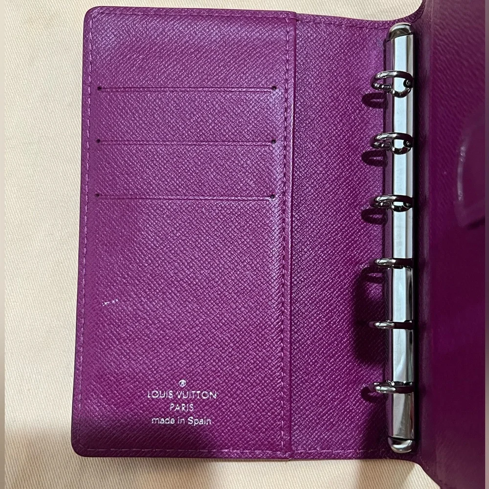 Louis Vuitton Raspberry Fuchsia Leather Epi Agenda PM Cover Notebook Planner EUC